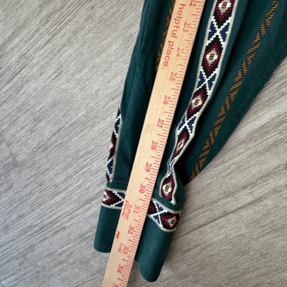 Vintage 90s Wrangler Aztec Pearl Snap Button Up Shirt Mens XL Tall Green Striped - Picture 3 of 5